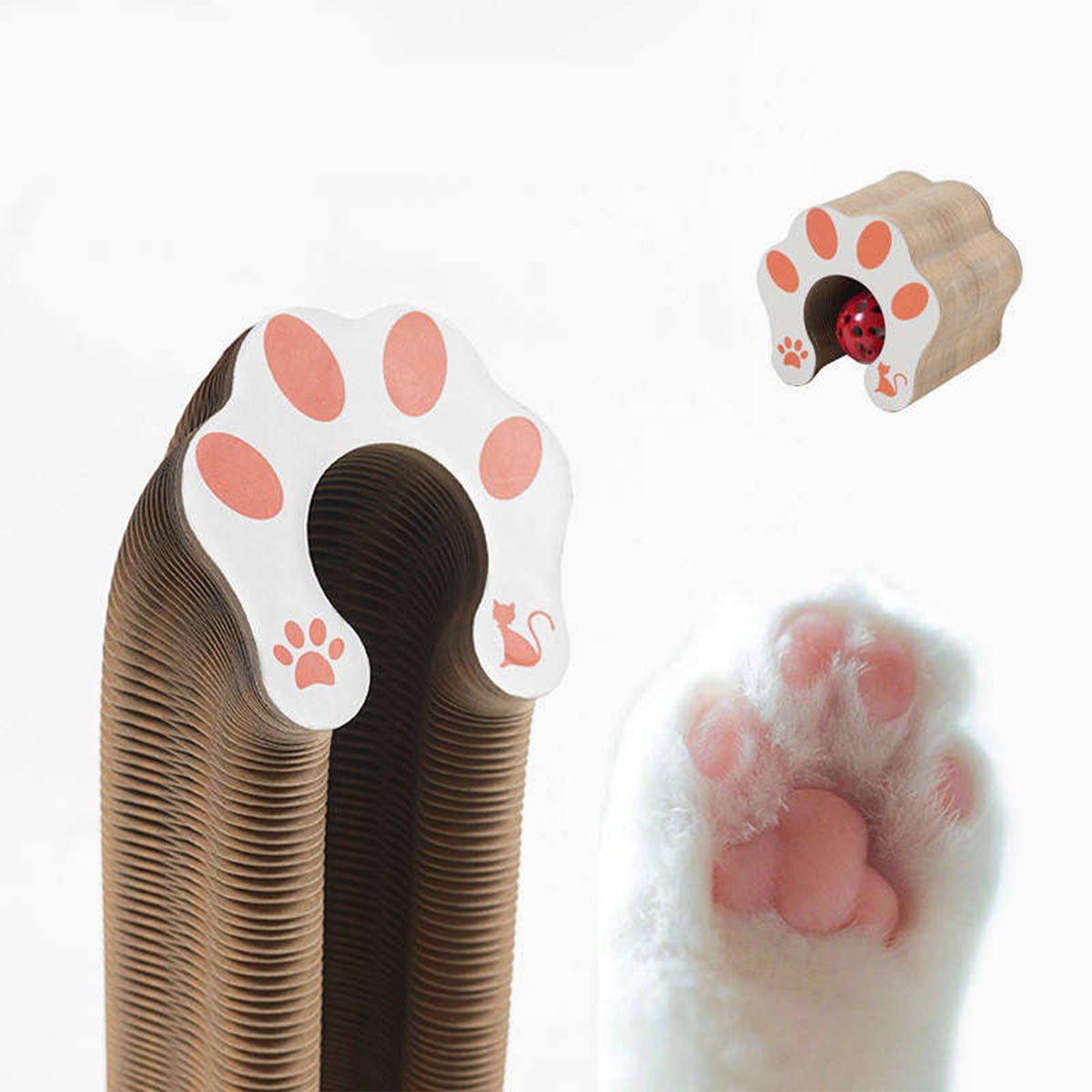 Cat toy with paw design on a white background