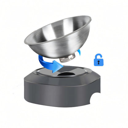Metal funnel with a gray base on a white background